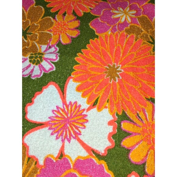 Vintage Mid Century Bath Sheet Beach Towel Retro Kitsch NOS Flowers 1960s MCM Hu - Picture 2 of 8